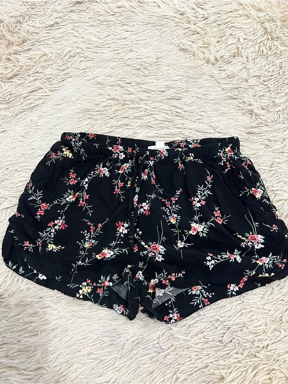 Garage Black Floral High-Waist Women’s Shorts